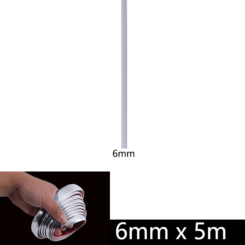 3M/5M Chrome Moulding Trim Car Door Protector Stickers Strip Bumper Grill Car Anti-Collision Tape Door Edge Guard Plate Sticker