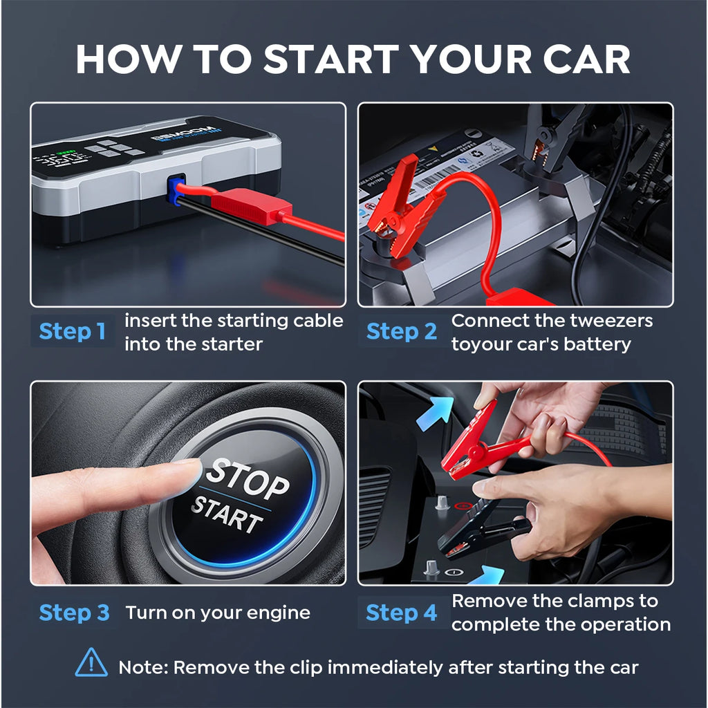 6000A Car Jump Starter Power Bank Portable 160PSI Air Pump Car Battery Emergency Boosters Starting Device Car Starter