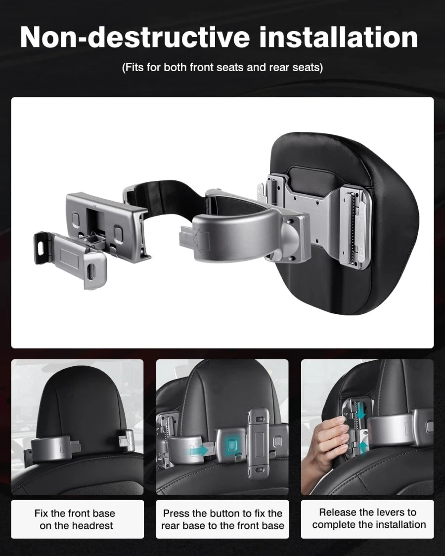 For Tesla Model Y Model 3 Headrest Pillow Adjustable Car Seat Headrest with 360°Rotating Phone/Tablet Bracket Holder Neck Rest