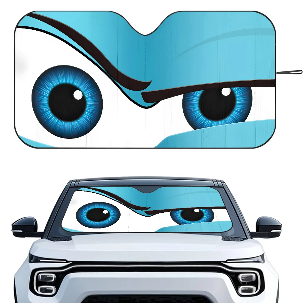 Cartoon Eyes Cute Car SunShade Windshield Foldable Three-layer Insulation Sunshade By Suction Cup Blocks UV Rays Sun