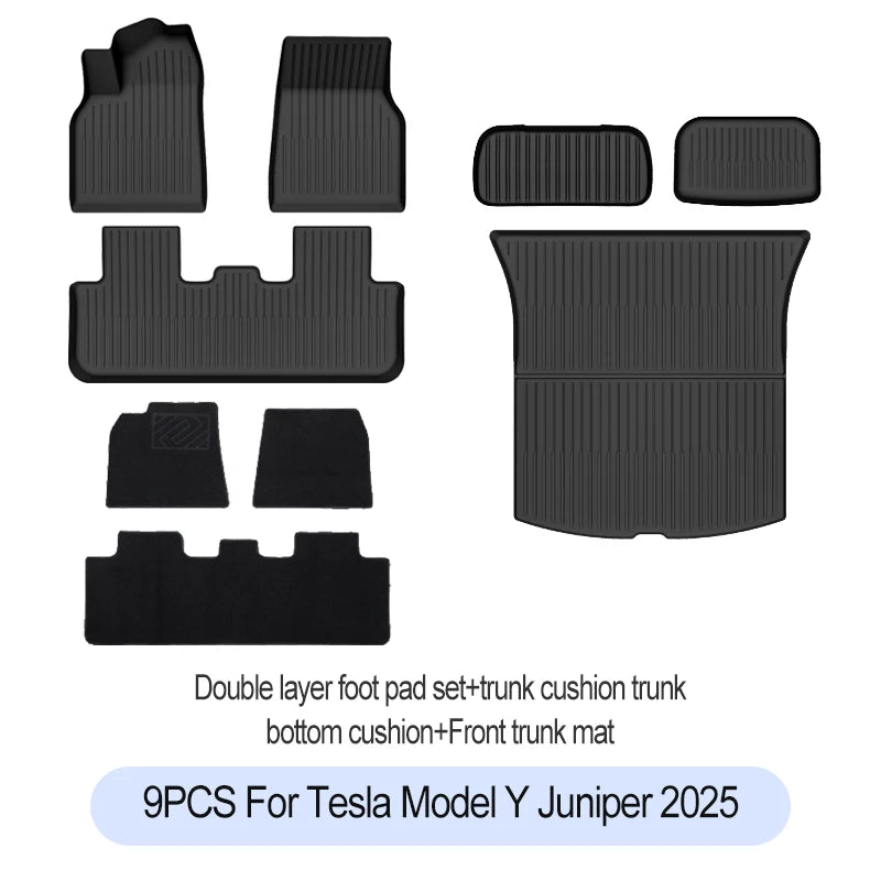 For Tesla New Model Y Juniper 2025+ TPE Floor Mats Waterproof Luggage Mat Wear-resistant Foot Pads ModelY Trunk Mats Accessories