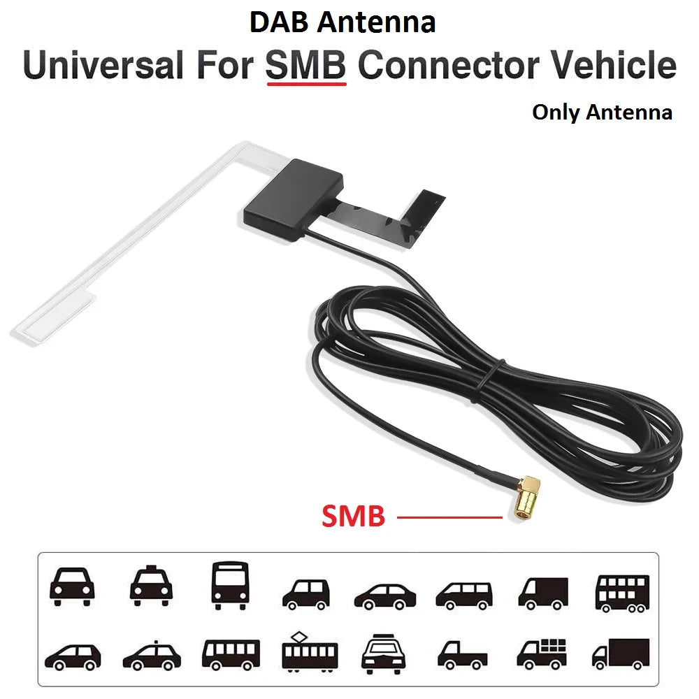 DAB Auto Radio Aerial Amplified Roof Mount Rod Antenna AM/FM Din SMA Male Connector 5m Cable for JVC Kenwood Pioneer Receiver
