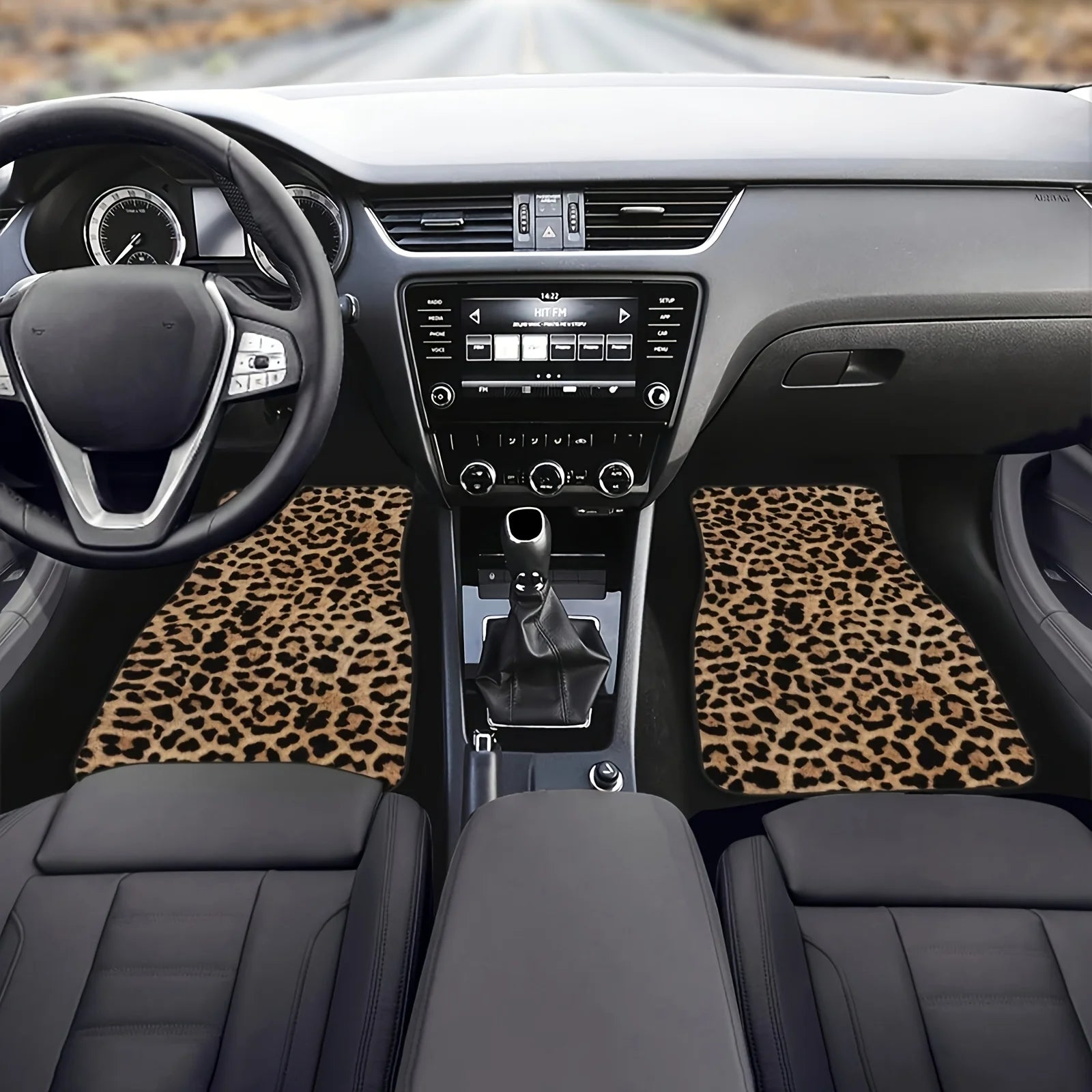 Leopard Print Car Floor Mats Set, All-Weather Universal Size for Front and Rear Seats, Suitable for SUVs, Limousines, LKWs