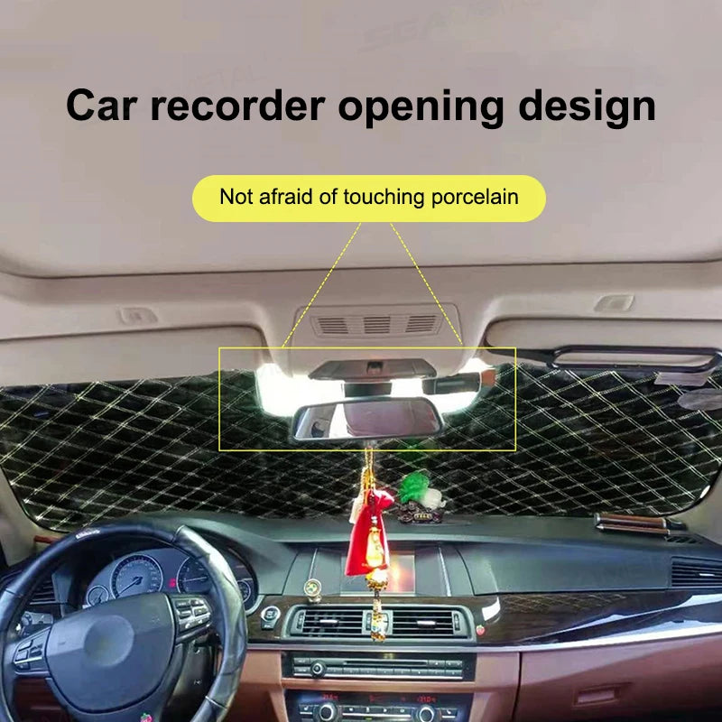 SEAMETAL Winter Car Snow Shield Universal Windshield Snow Cover Sunshade Protection Cover with Windproof Strap Anti-Thief Design