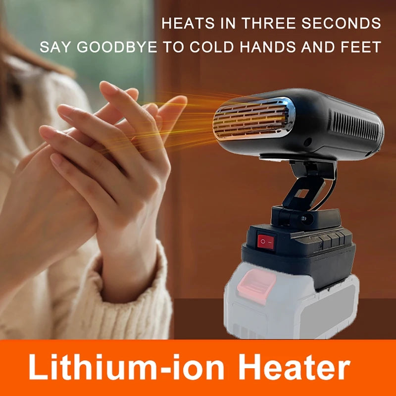 Car Heater Cold Defrosting Snow Demister Warm Wind 360° Rotation Heating Fan For Makita 18V Battery Car Mounted Outdoor Warmer