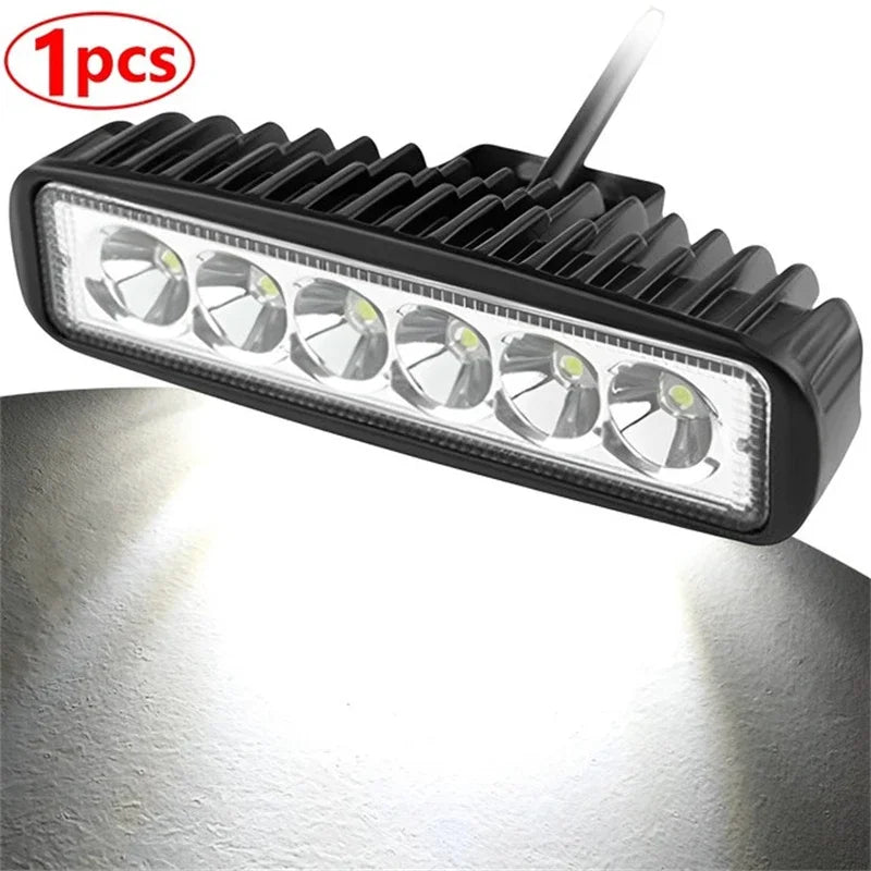 1-4Pcs 18w 6 LED Car Work Light DRL Spotlight High Bright Waterproof Auto Offroad SUV Truck Headlight Driving Lamp 12V 6000K