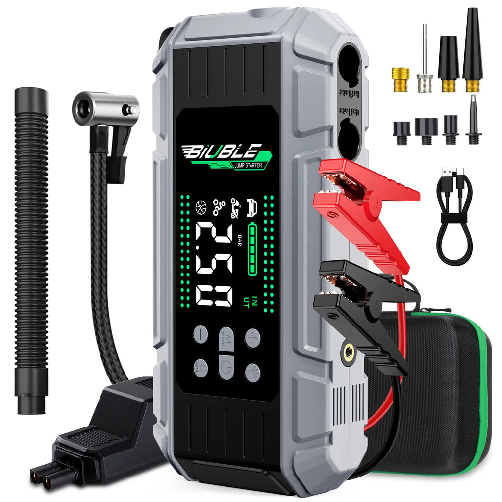 Car Jump Starter Pump Air Compressor Starting Device Booster 59.2Wh Power Bank 12V Digital Tire Inflator 150PSI