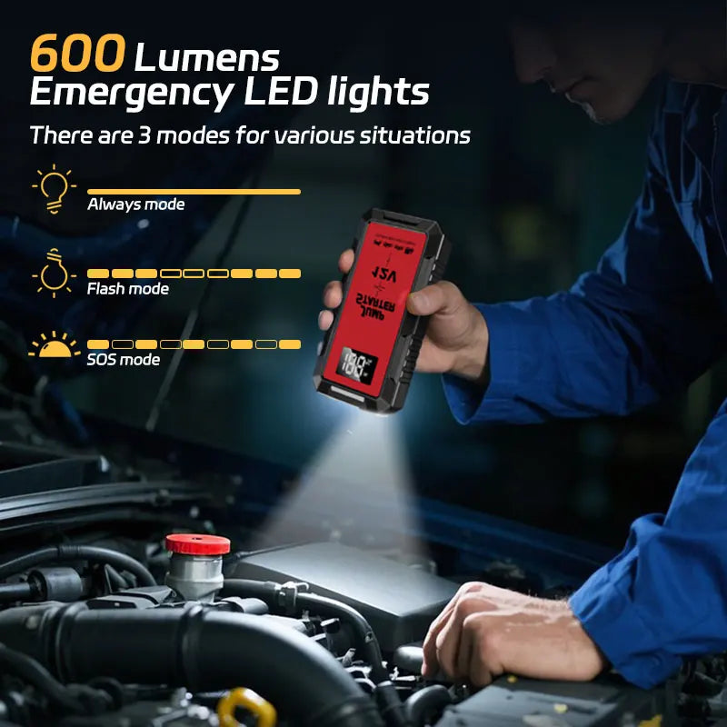 High-power Automobile Emergency Starting Power Supply 8000mAh Screen Safety Hammer Car Starting Device Power Bank Accessories