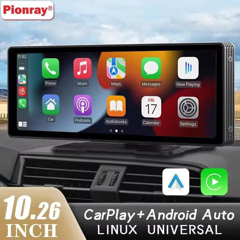 Universal Portable Wireless Carplay Screen for Car with Android Auto Touchscreen Car Stereo System