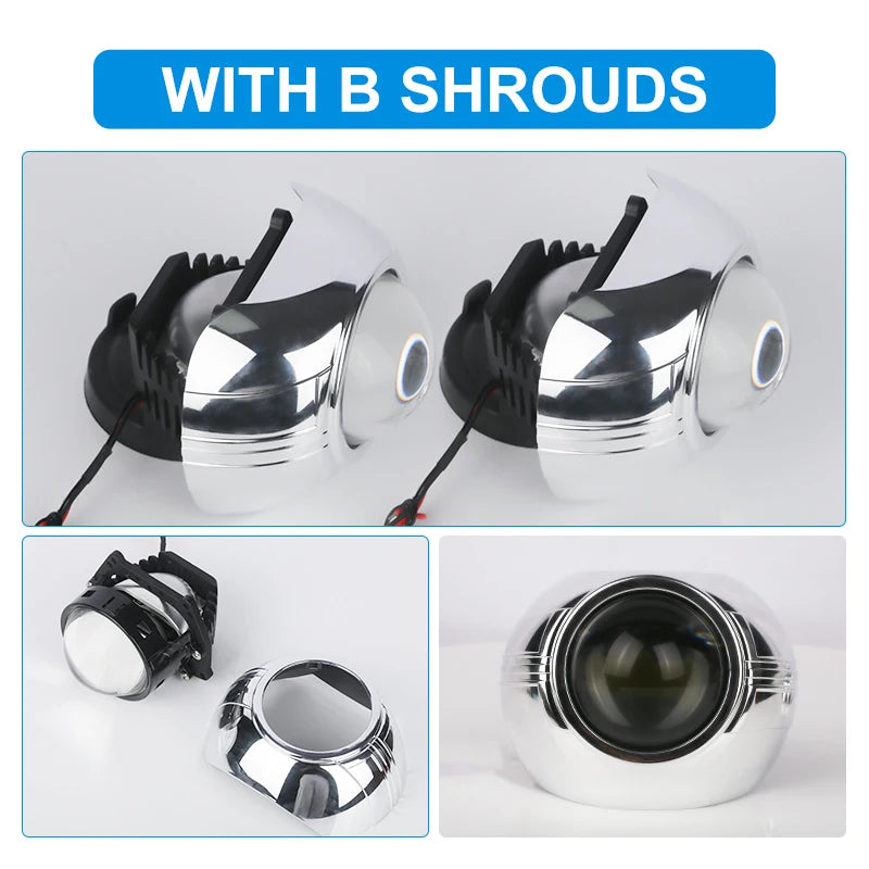 NLpear 2PCS 3 Inch Bi LED Projector Headlights Lenses for Hella LED Lights Projector 120W 40000LM Diode Headlamp Car Accessories