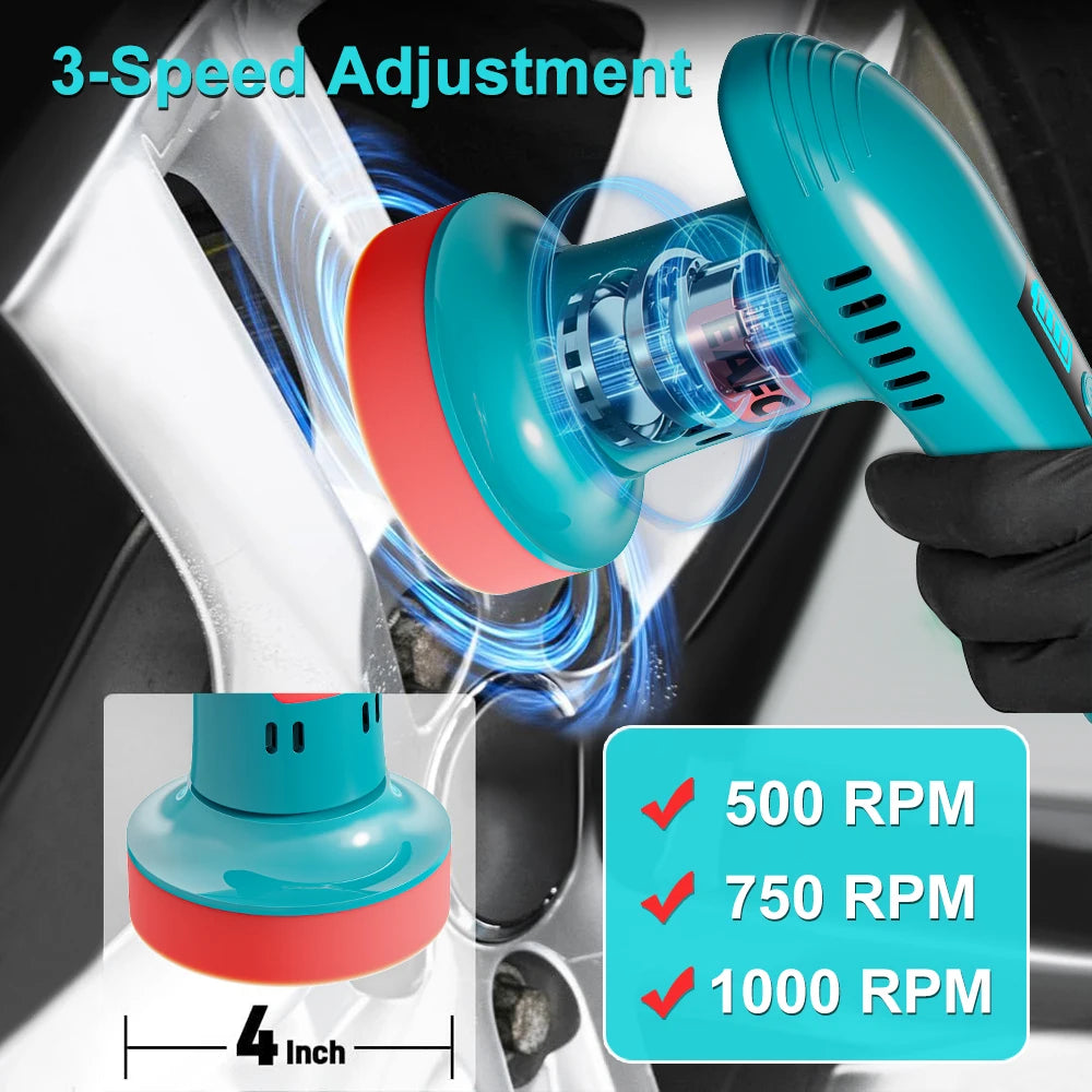 Handheld Wireless Car Paint Waxing and Polishing Machine Cordless Car Polisher 3Speed Automobile Polishing Sealing Glaze Machine