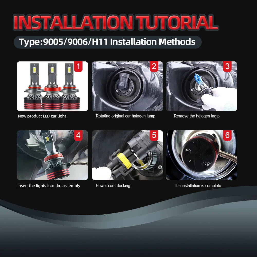 H11 Canbus LED Headlight  Bulbs 9005/HB3 9006/HB4 H1 H4 H7 H13 9004 9007 6500K White Singel Copper Tube Auto Light Bulbs