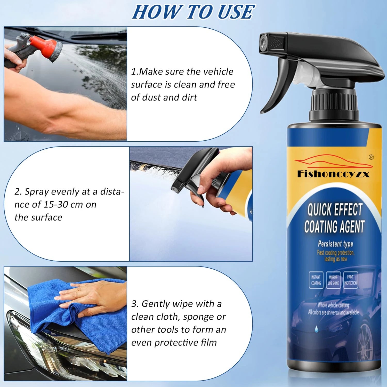 500ML Car Coating Spray Quick Effect Coating Agent Coat Car Wax Car Scratch Wax Coating Spray Oil Film Emulsion Glass Cleaner