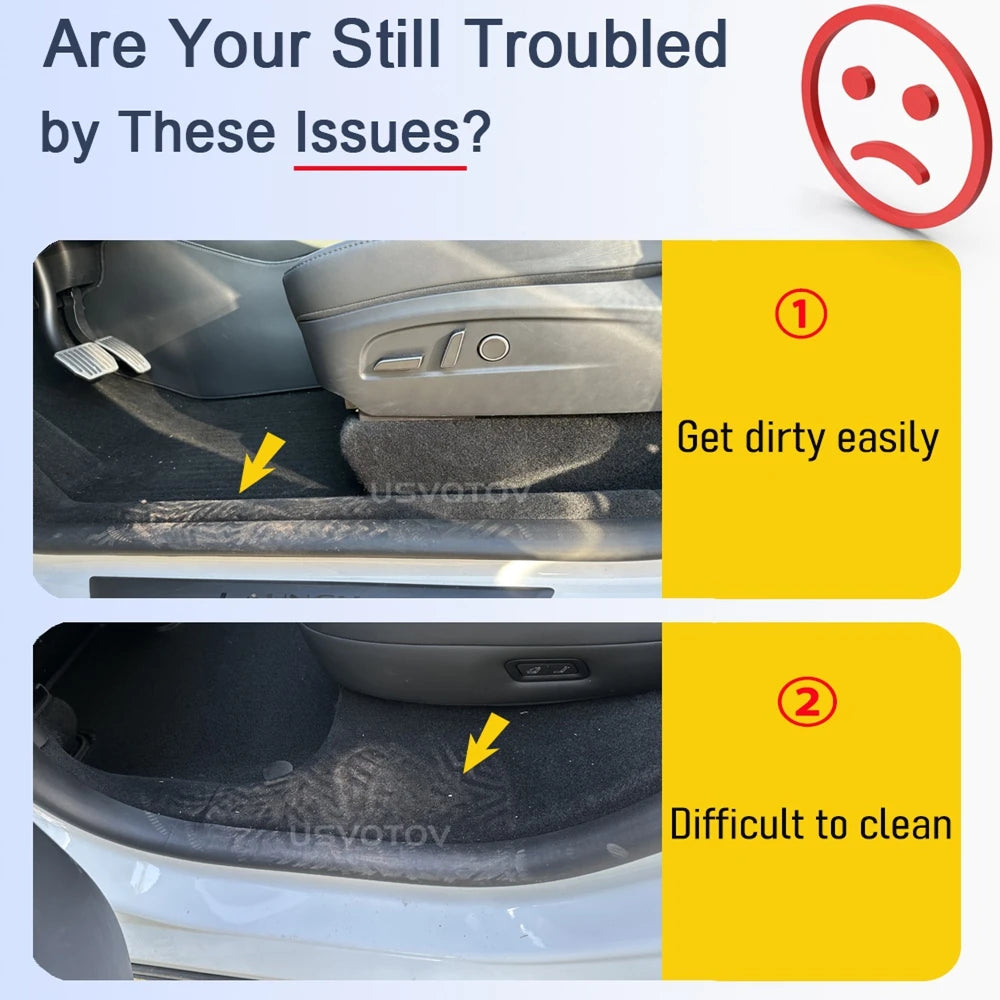 4 6 8Pcs For Tesla Model Y Juniper 2025 2026 Front Rear Door Sill Protector Threshold Strip Anti-kick Guard Panel Waterproof Pad