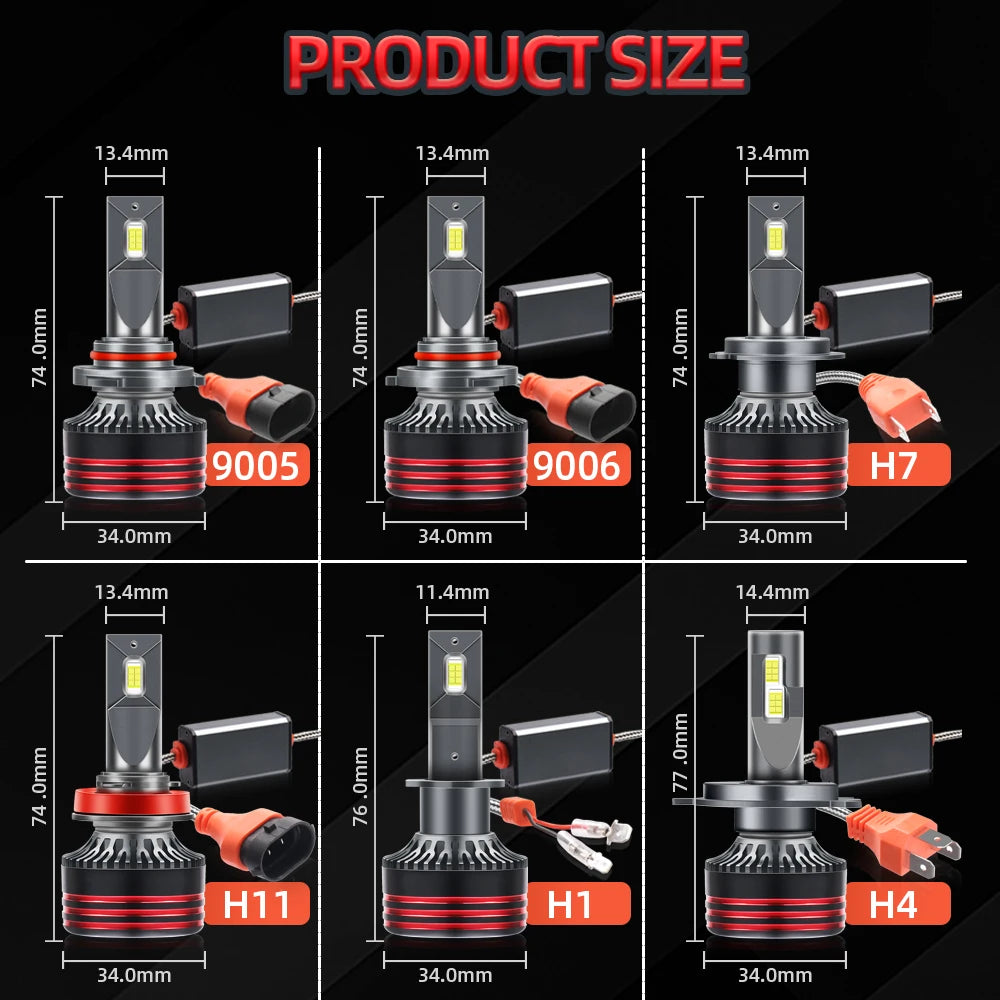 H11 Canbus LED Headlight  Bulbs 9005/HB3 9006/HB4 H1 H4 H7 H13 9004 9007 6500K White Singel Copper Tube Auto Light Bulbs