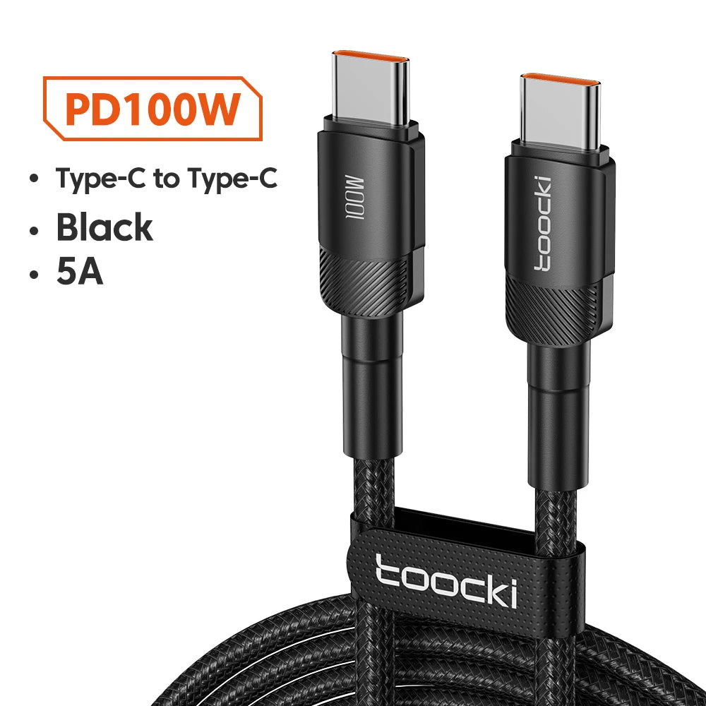 Toocki 100W/5A USB C To Type C Cable PD Fast Charging Charger Wire Data Cord For Macbook Huawei Xiaomi POCO Samsung USB C Cable