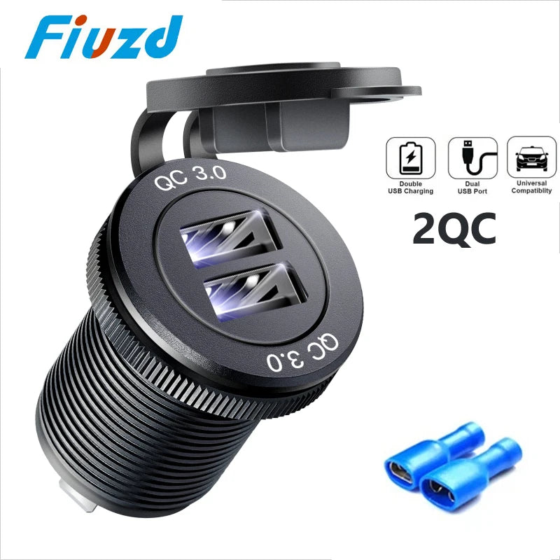 12v automotive usb socket USB C Car Charger Socket 12V/24V 3USB Socket PD3.0 and QC3.0 Car USB Port