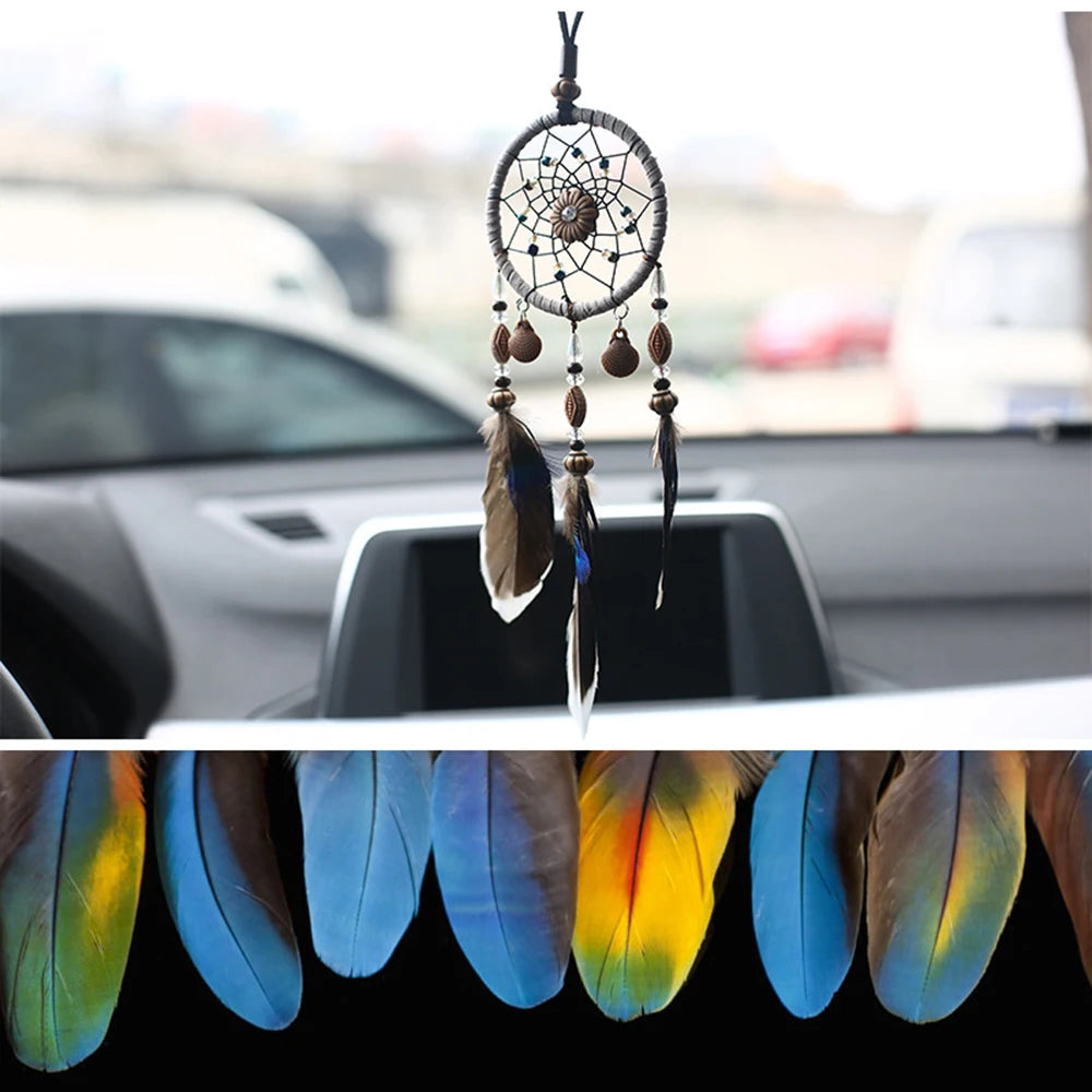 Car Pendant Handicraft Dreamcatcher Feather Hanging Car Rearview Mirror Ornament Auto Decoration Trim Accessories For Gifts 30CM