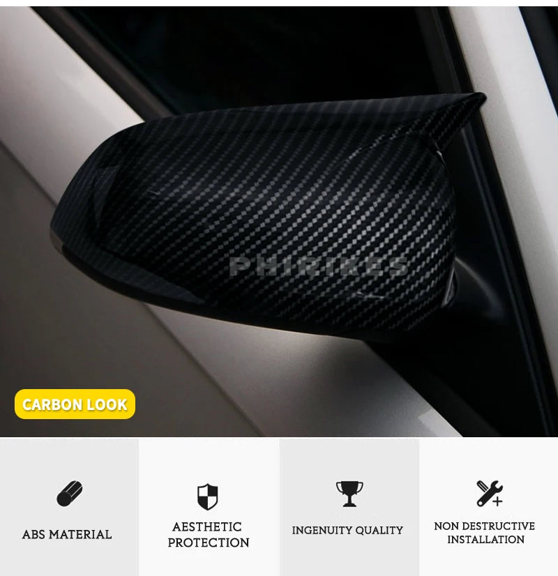 2PCS Black Side Wing Mirror Caps for Audi A3 S3 8P 05-08 A4 S4 B6 B7 8E 8H A6 S6 C6 4F Sticking Mirror Shell Covers