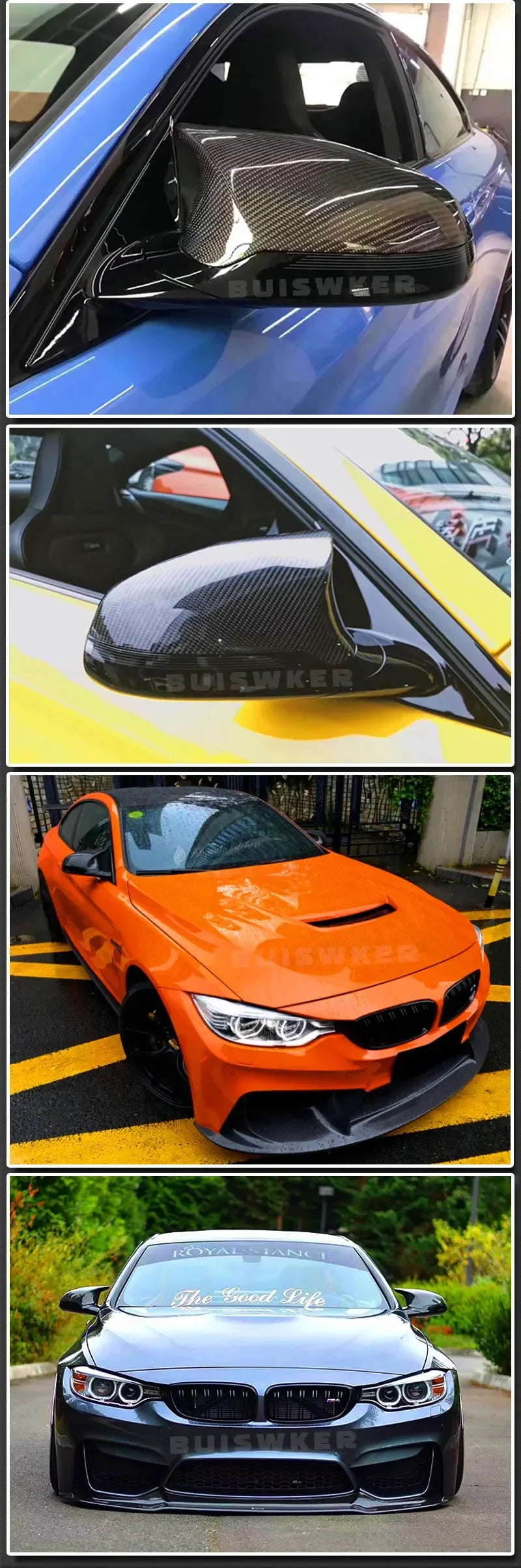 Carbon Fiber Side Wing Rearview Mirror Cover Cap For BMW M2 E87 18-21, M3 F80 M4 F82 14-20 Left Hand Drive