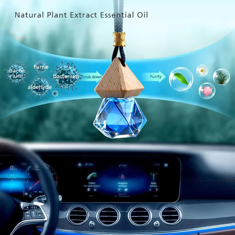 Auto Aromatherapy Fragrance Pendent Bottle Perfume Diffuser Automotive Decoration Car Hanging Glass Bottle Empty Perfume