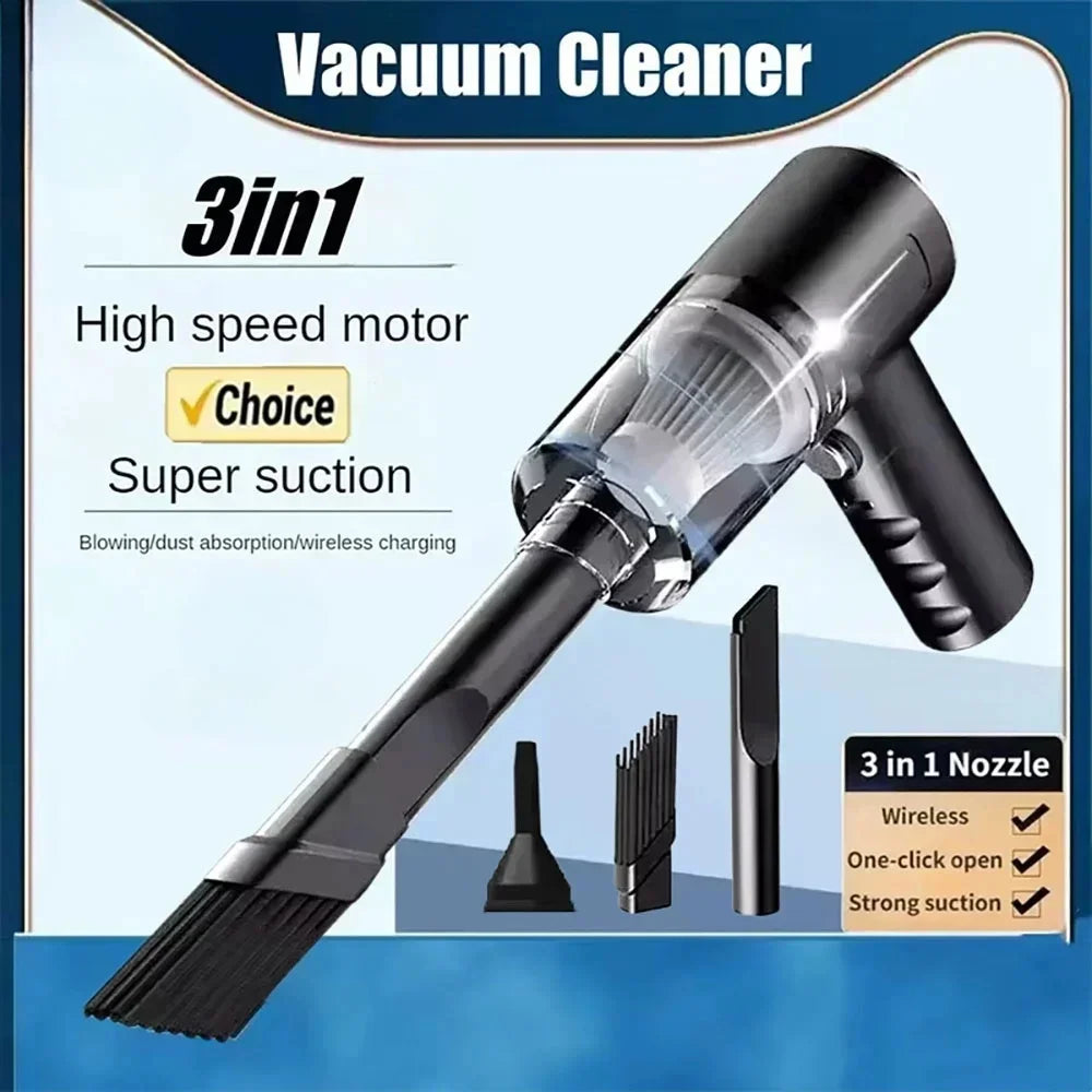 3-in-1 Vacuum Cleaner USB Charging Portable Suction And Blowing Function for Small Car And Household Use