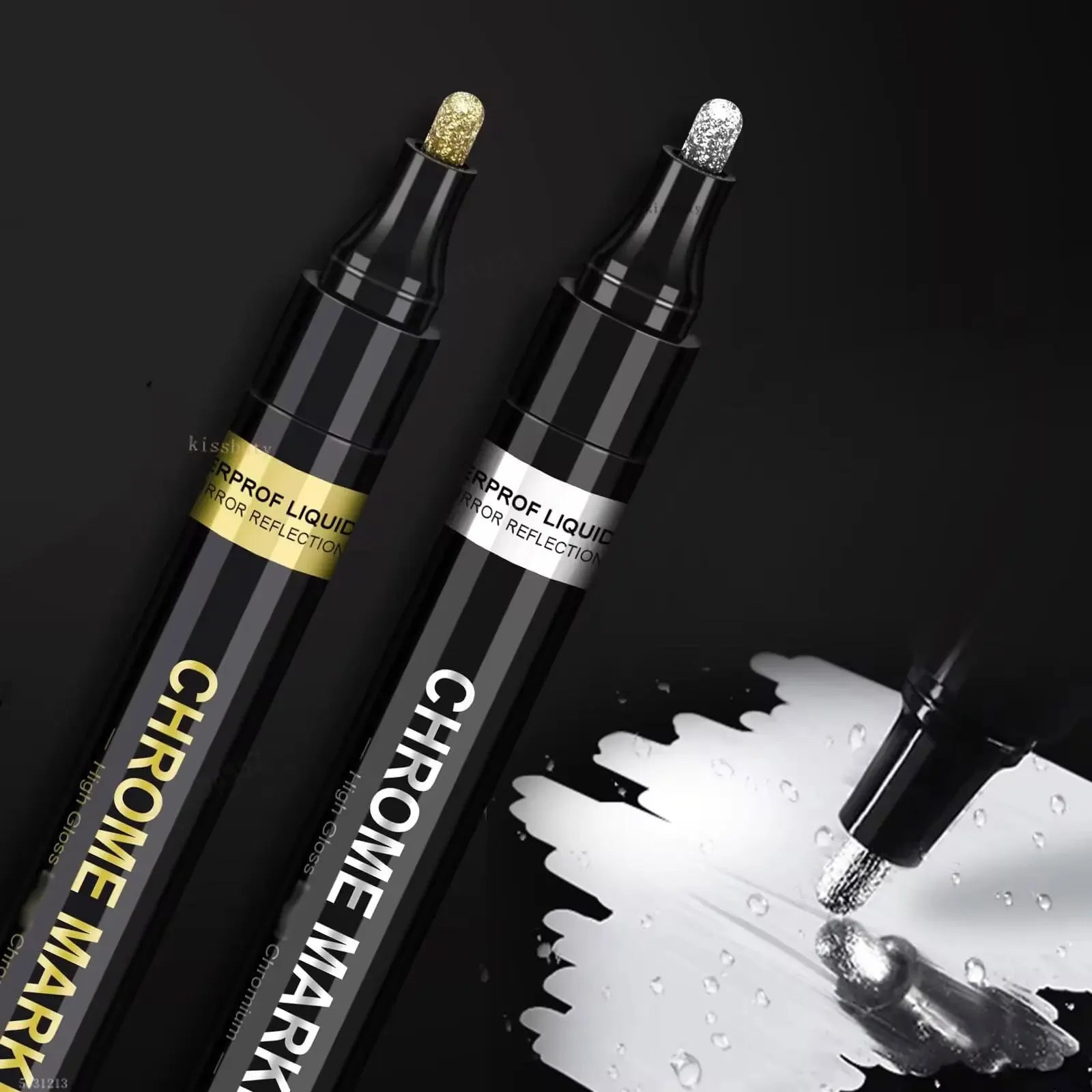 1-5Pcs Chrome Paint Marker Reflective Fluid Mirror Paint Pen 2mm Silvery Ink For DIY Car Styling Model Metal Wood Plastic Stone