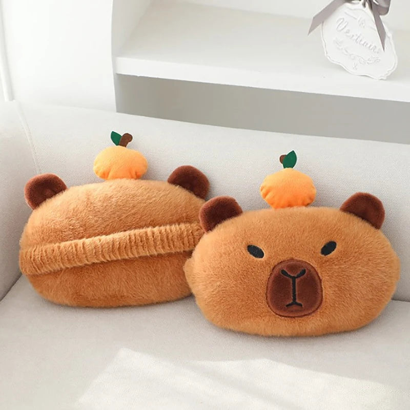 1PCar Headrest Neck Pillow Capybara Plush Shoulder Protection Cute Tissue Box Kawaii Car Decoration Of Car Supplies Plushie Gift