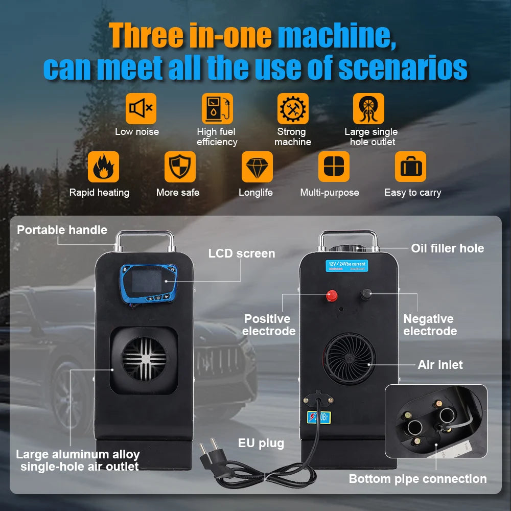 Diesel Heater 12V&24V&220V All in One Car Diesel Air Heater  with Remote Control LCD Switch For Home RV Vehicle Truck 2/5/8KW