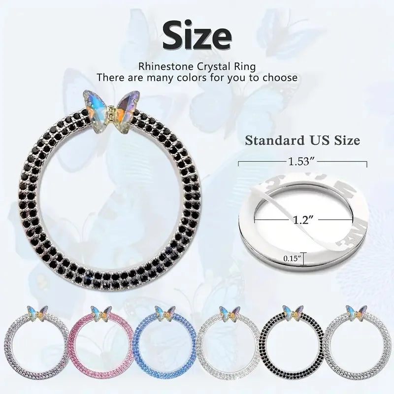 1 Pc Rhinestone Crystal Butterfly Ring Car Ignition Button Decorative Cover - Anti-Corrosion, Easy to Install, Upgraded Design