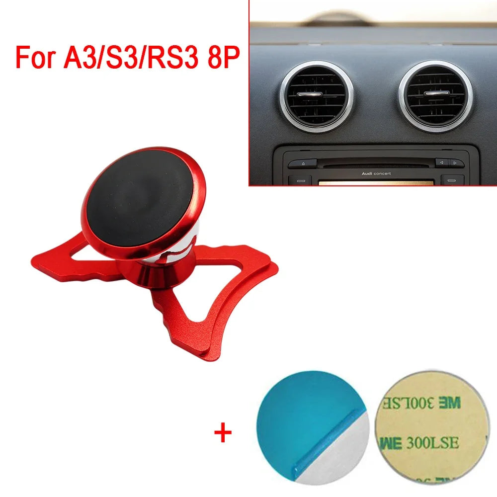 A3 Car Phone Magnetic Holder For Audi A3 S3 RS3 Sportback Outlet Clip 360 Degree Adjust Mount Mobile Phone Stand GPS Bracket