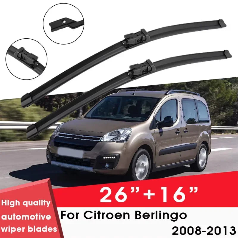 Car Wiper Blade For Citroen Berlingo 2008-2013 26"+ 16" Windshield Windscreen Clean Naturl Rubber Cars Wipers Accessories